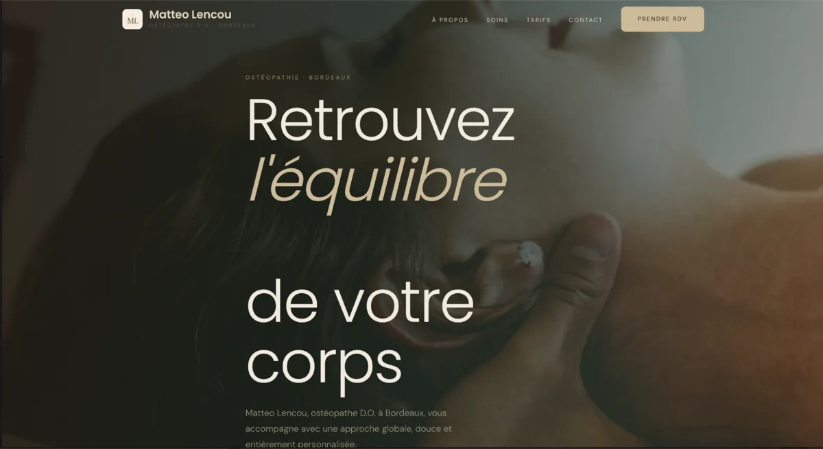 Page d’accueil du site Matteo Lencou