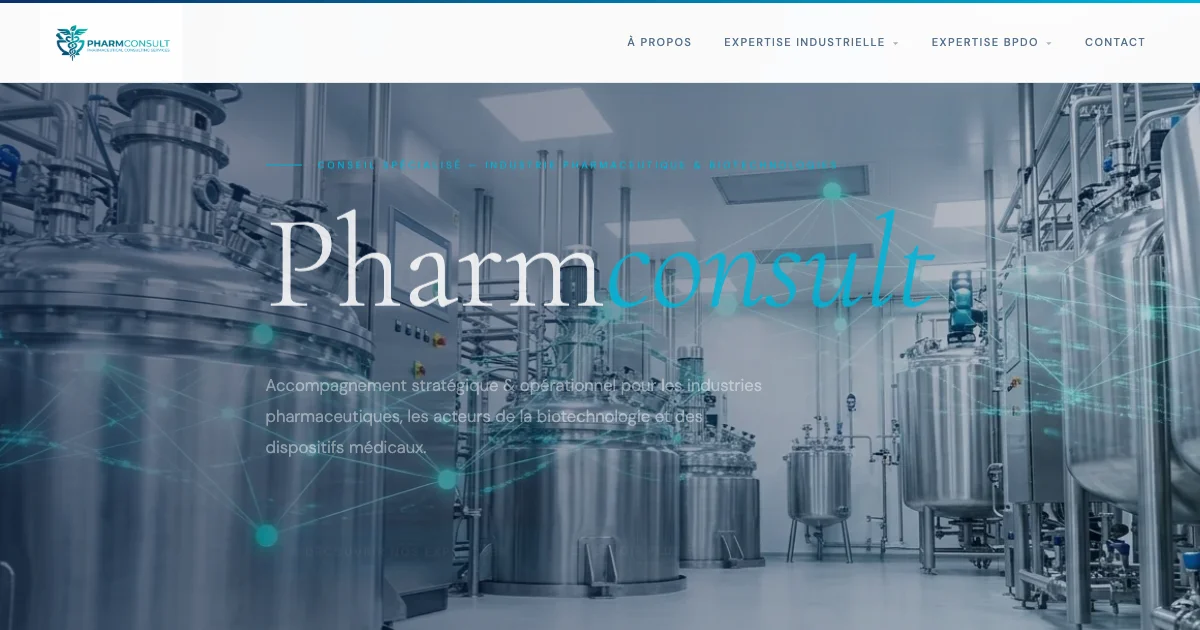 Page d’accueil du site Pharmconsult
