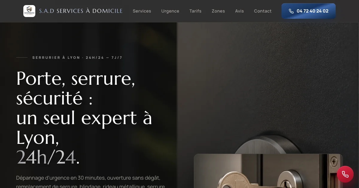 Page d’accueil du site SAD Services